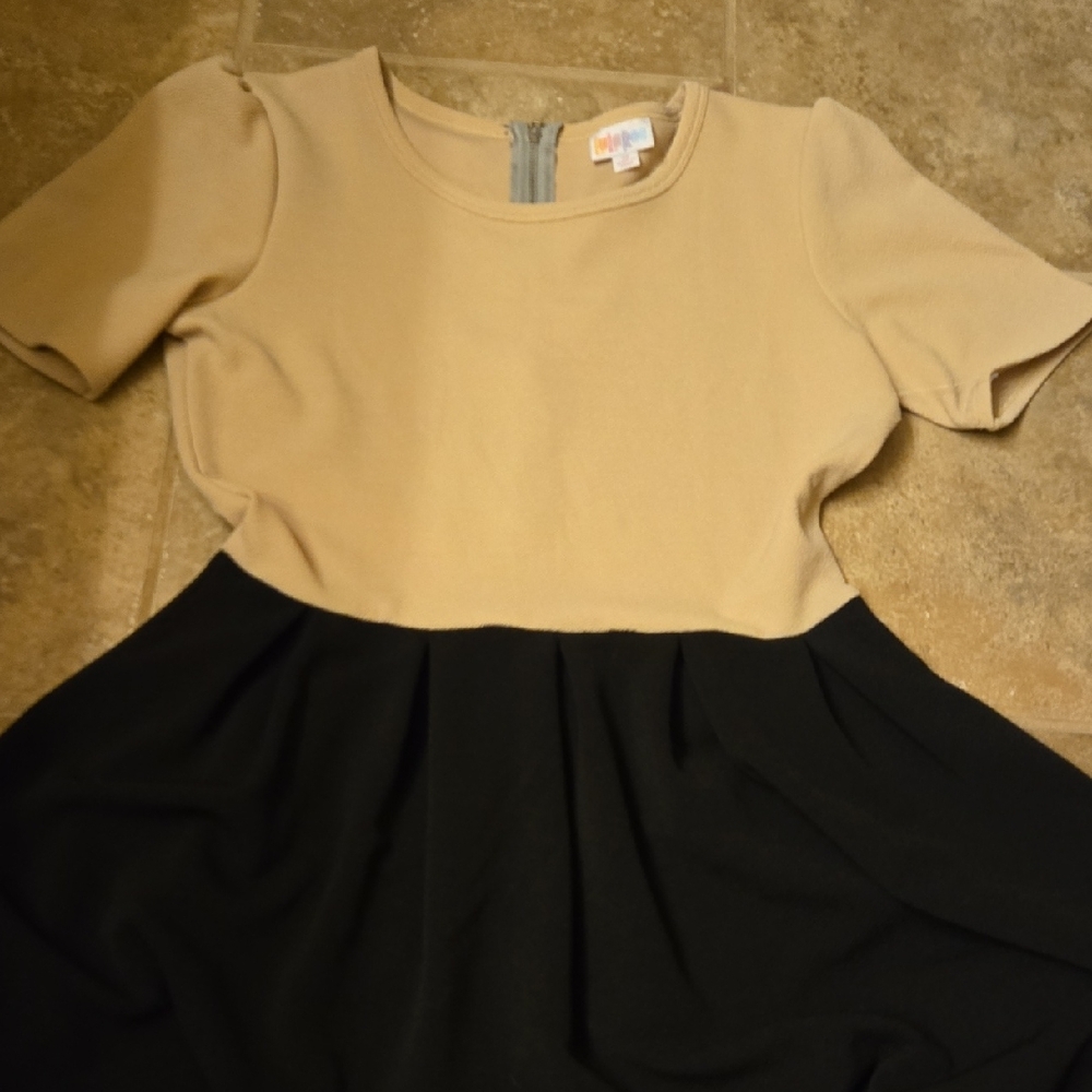 LuLaRoe Tan and Black Casual Kids Dress